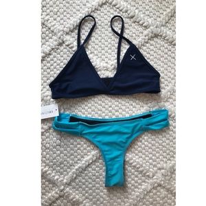 NWT two tone thong bikini